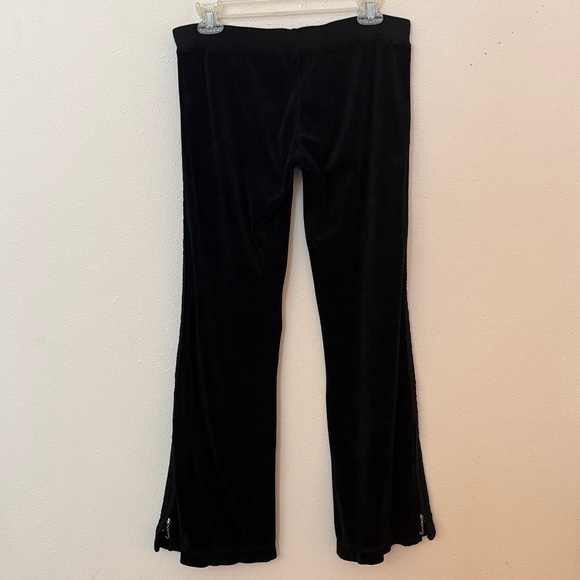 Juicy Couture Vintage Black Velour Flared Pants w/ Jzippers & Striped Trim SizeS - Picture 6 of 8